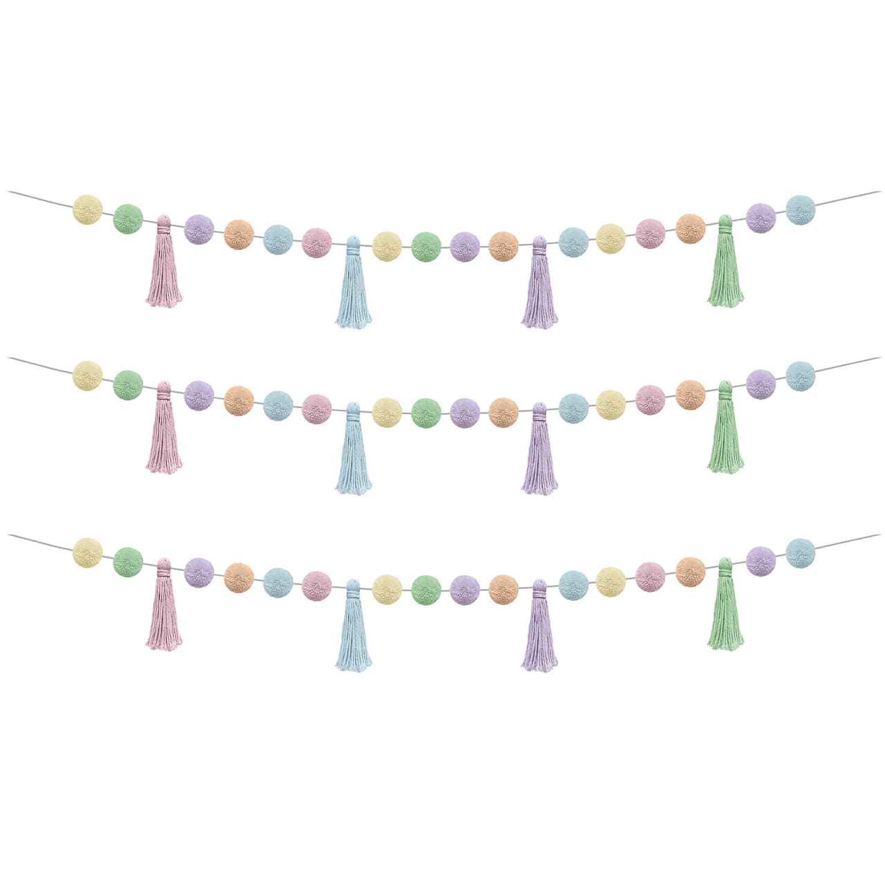 Teacher Created Resources® 60" Pastel Pop Pom-Poms and Tassels Garland, 3ct.